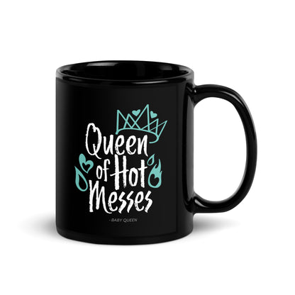 Queen of Hot Messes Black Glossy Mug