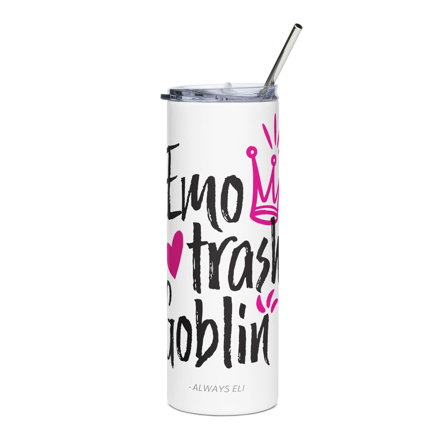 Emo Trash Goblin Stainless Steel Tumbler (White)