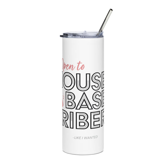 Open To Mouse Based Bribery Stainless Steel Tumbler (White)