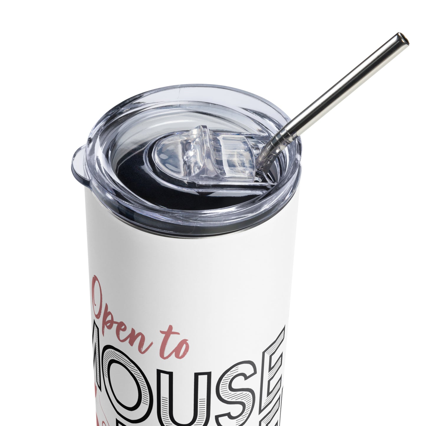 Open To Mouse Based Bribery Stainless Steel Tumbler (White)