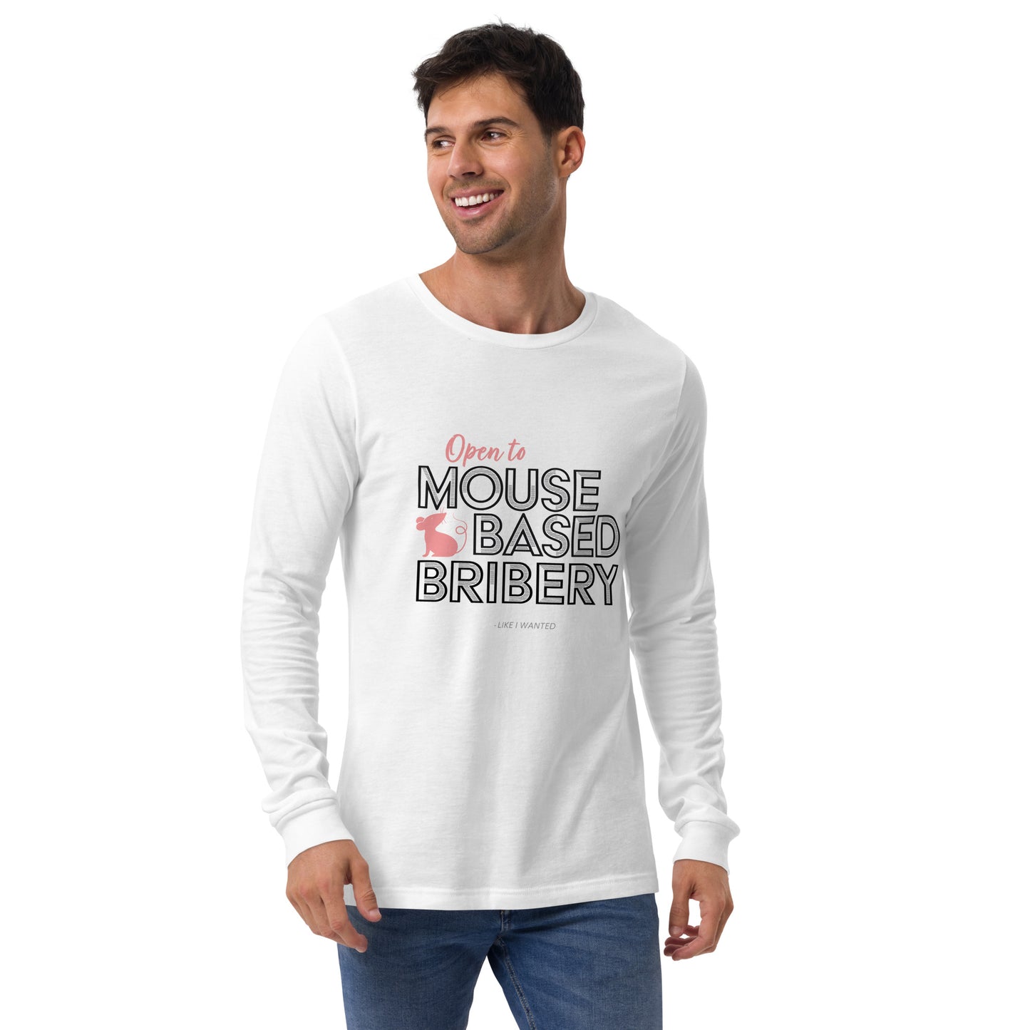 Open To Mouse Based Bribery Long Sleeve Tee (Light Colours)