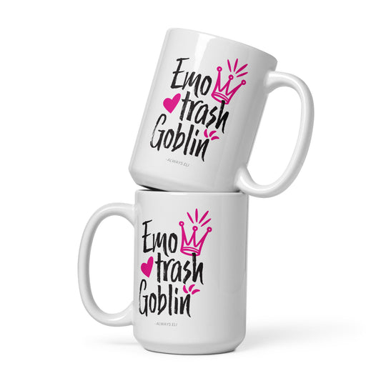 Emo Trash Goblin White Glossy Mug